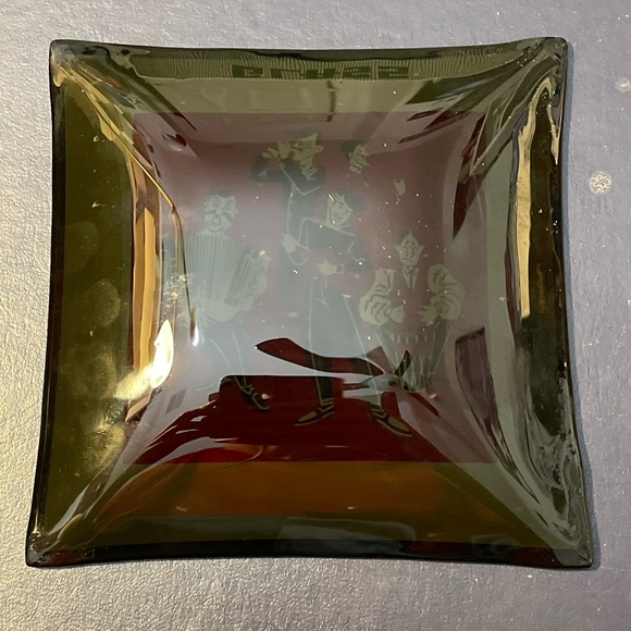 Vintage Houze Art Glass Ashtray Original Packaging 5”x5” Music Notes Band - Picture 4 of 7
